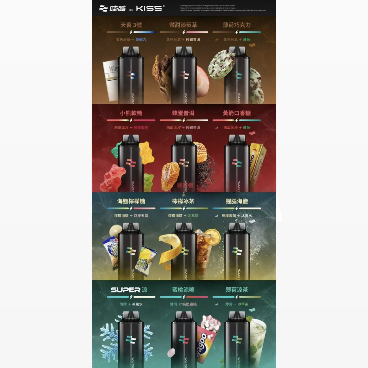 哇酷KIS拋棄式13000口熱門組合包 高達29種新奇搭配🔥
